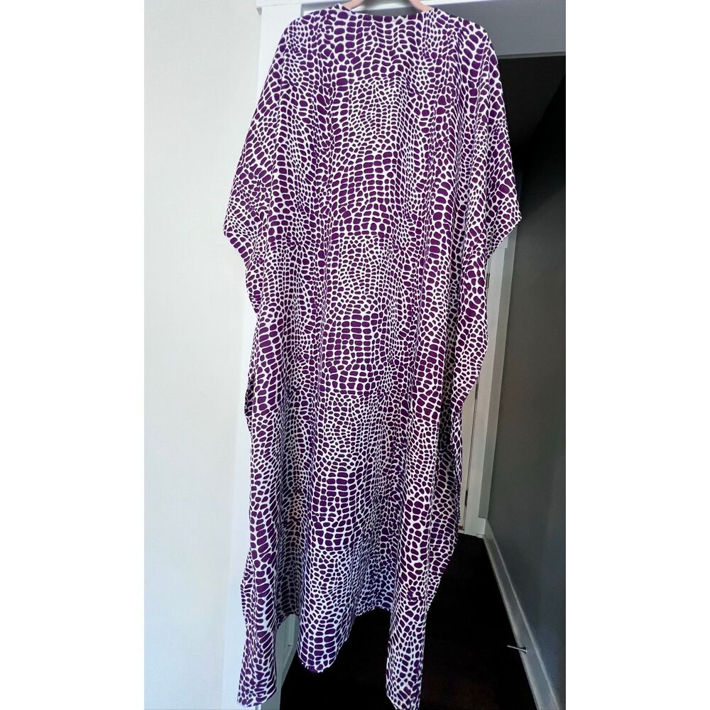 NWT Goddess Crocodile Print V-Neck Long Kaftan Dress Purple White One Size - Picture 4 of 6